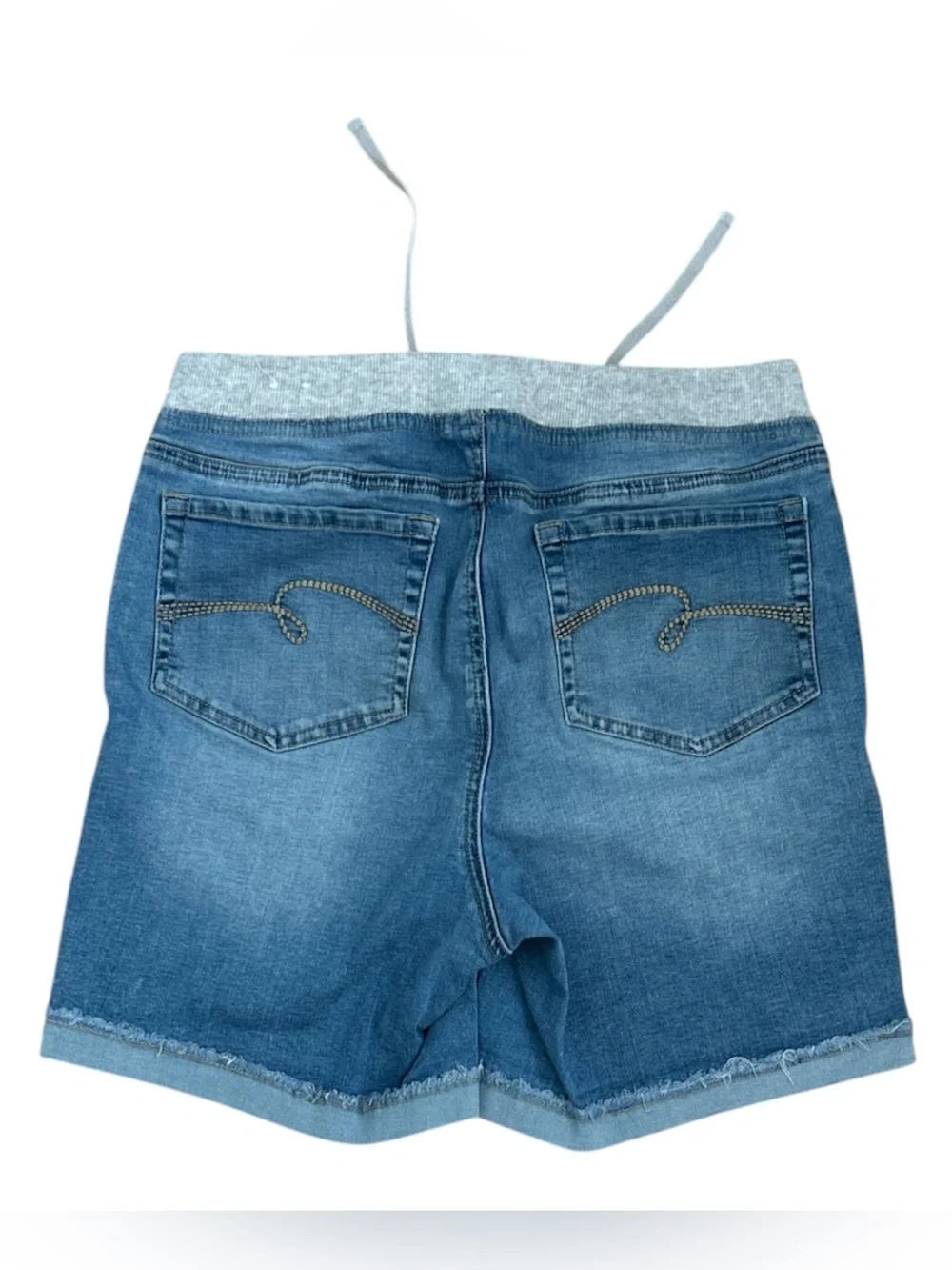 Justice Light Blue Denim Drawstring Waist Pull On Shorts Soft Band Plus 20.5